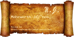 Mehrwerth János névjegykártya
